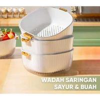 Gambar JKT MALL Keranjang buah pengering sayuran / saringan serbaguna / Drain basket / fruit / keranjang Sayuran Atau Buah di lengkapi saringan / Double Layer Drain Basket - M dari JKT.Mall undefined 2 Tokopedia