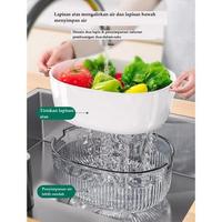 Gambar JKT MALL Keranjang buah pengering sayuran / saringan serbaguna / Drain basket / fruit / keranjang Sayuran Atau Buah di lengkapi saringan / Double Layer Drain Basket - M dari JKT.Mall undefined 3 Tokopedia