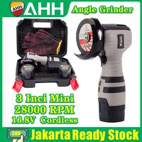 Gambar Angle Grinder Mini Cordless Portable Baterai 16.8 12 Volt Electric Mesin Gerinda Tangan Listrik AHH - set/16.8v/2xbat dari AHH Tool Taman undefined 1 Tokopedia