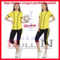 Gambar Baju Senam Wanita Lengan Pendek Baju Fitness Aerobic Model Baseball - Merah, L dari Sodagar Fashion undefined 3 Tokopedia