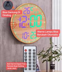 Gambar JD-16 SOHA Jam Dinding Digital Design Motif Kayu Elegan Lampu LED Besar 11 Inch Alarm Free Remote Warna Lampu Bisa Diatur dari Solusi Berkah Store undefined 1 Tokopedia