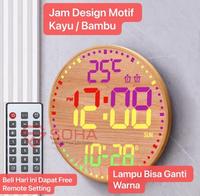 Gambar JD-16 SOHA Jam Dinding Digital Design Motif Kayu Elegan Lampu LED Besar 11 Inch Alarm Free Remote Warna Lampu Bisa Diatur dari Solusi Berkah Store undefined 4 Tokopedia