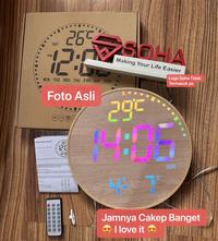 Gambar JD-16 SOHA Jam Dinding Digital Design Motif Kayu Elegan Lampu LED Besar 11 Inch Alarm Free Remote Warna Lampu Bisa Diatur dari Solusi Berkah Store undefined 3 Tokopedia