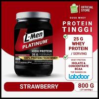 Gambar Suplemen L-Men Platinum Whey Protein With Isolate - Strawberry 800Gr dari harleyshop77 undefined 1 Tokopedia