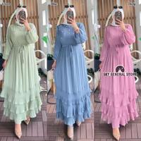 Gambar [TERBARU] Long Dress Gamis Wanita Full Furing Bahan Ceruty Plisket Premium - White dari Sky General Store undefined 1 Tokopedia