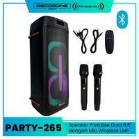 Gambar Recording Tech Party-265 Party265 Active Speaker Portable Aktif Bluetooth Rechargeable Battery Baterai Aki Accu 2x6,5" 2 x 6,5" dengan Mic Wireless dari Pro Sound Hub undefined 1 Tokopedia