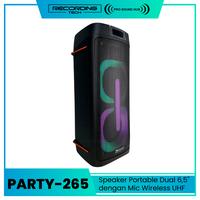 Gambar Recording Tech Party-265 Party265 Active Speaker Portable Aktif Bluetooth Rechargeable Battery Baterai Aki Accu 2x6,5" 2 x 6,5" dengan Mic Wireless dari Pro Sound Hub undefined 4 Tokopedia