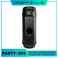 Gambar Recording Tech Party-265 Party265 Active Speaker Portable Aktif Bluetooth Rechargeable Battery Baterai Aki Accu 2x6,5" 2 x 6,5" dengan Mic Wireless dari Pro Sound Hub undefined 3 Tokopedia