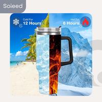 Gambar SOLEED Tumbler Quencher Vacuum Insulated Car Mug Straw 1200mL YQ-A13 - Biru dari Rena Serdipad undefined 4 Tokopedia