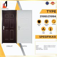 Gambar ** TB KONTRAKTOR MUDA - (ZY0103/ZY0104) Full Set Pintu Plat Baja Utama Rumah Pintu Kamar Pintu Utama Bahan Plat Baja Kualitas Standart International ** dari GOLDEN HOMES13 undefined 1 Tokopedia