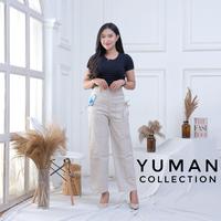 Gambar Yuman | Celana Kulot Tali | Celana Kulot Highwaist Bahan Katun Twill Streach Premium - Hitam, Jumbo dari Yuman Collection undefined 1 Tokopedia