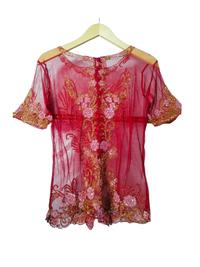 Gambar Kebaya Tile Cornelie Payet Batang Tangan Pendek Kancing Belakang - Biru, M dari Qaireen-id undefined 4 Tokopedia
