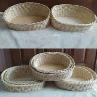 Gambar HEMAT HARGA PAKET 1 SET ISI 3PCS!!! Keranjang Parcel Rotan Anyaman Motif Senderan Oval Telur Baki Seserahan Lamaran Pernikahan Hamper Lebaran Murah Kranjang Buah Serbaguna Terlaris dari Seni Autentic Kerajinan undefined 3 Tokopedia
