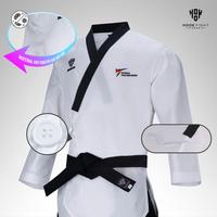 Gambar Seragam Poomsae Dobok Taekwondo Senior Pria Taekwondo Hook Kerah Hitam - POOMSAE SENIOR, 160 dari Indofight undefined 5 Tokopedia
