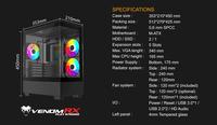 Gambar VENOMRX MATX CASE FREE SKY BLACK 3X12CM ARGB FANS TEMPER GLASS -Gatotkaca Electronics dari Gatotkaca Electronics undefined 5 Tokopedia
