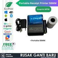 Gambar PRINTER THERMAL PORTABLE BATTERY BLUETOOTH Ecoprint MP-58C RPP02 58MM - DP58, KT57X40=10ROLL dari Barcode Zona Official undefined 4 Tokopedia