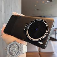 Gambar Metal Lens Bracket Block Color Leather Case for Vivo X100 X100S Pro X100pro Soft Phone Cover with Desktop Stand - Hitam, X100 dari Pear' Case undefined 5 Tokopedia