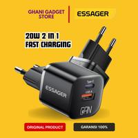 Gambar Kepala Charger Dual Port GaN Original ESSAGER Adapter Fast Charging PD 20W Adaptor Untuk Smartphone Tablet Laptop Powerbank Universal iPhone Macbook Airpods dari Ghani Gadget Store undefined 1 Tokopedia
