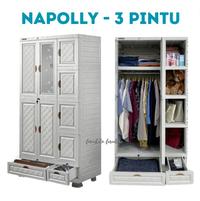 Gambar LEMARI PLASTIK NAPOLLY 3 PINTU MIDICAB GANTUNG CERMIN LACI [NAPBOX] - 3PINTU PUTIH dari FURNIDECO undefined 3 Tokopedia