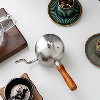 Gambar Teko Kopi Leher Angsa Stainless Steel Gagang Kayu Dengan Tutup Gooseneck Pour Over Drip Kettle Ketel 500 ml - Hitam dari Moncloud Shop undefined 4 Tokopedia
