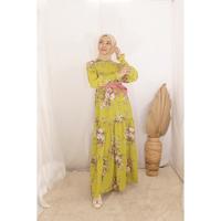 Gambar Humaira Maxi Dress Kekinian Terbaru Bahan Wolfice Motif Bunga Fashion Muslim Zipper Depan Busui Frendly Free Belt Simple Mewah - Coksu, M dari Mydearstore undefined 4 Tokopedia