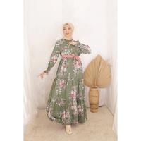 Gambar Humaira Maxi Dress Kekinian Terbaru Bahan Wolfice Motif Bunga Fashion Muslim Zipper Depan Busui Frendly Free Belt Simple Mewah - Coksu, M dari Mydearstore undefined 5 Tokopedia