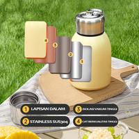 Gambar TUMBLER HANDLE MINI THERMOS VAKUUM INSULATED HOT AND COLD 300 ml  TAHAN PANAS DINGIN BOTOL GEMOY MUNGIL - GOLD, POLOS dari Pinter Cetak undefined 3 Tokopedia