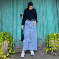 Gambar Ghiska Rok Jeans Full Kancing Skirt Jeans Span - ROK GISKA RETRO dari DAVSTORE01 undefined 3 Tokopedia