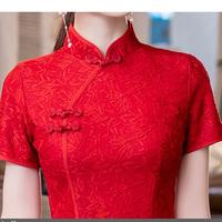 Gambar Baju Cheongsam Wanita Dress Pesta Imlek Gaun Pendek Sincia Bahan Brokat Motif Bunga - L dari Terry Lie Store undefined 2 Tokopedia