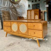 Gambar meja tv minimalis rotan kayu jati, bufet tv buffet tv rotan minimalis kayu jati dari Rumah Furniture. undefined 2 Tokopedia