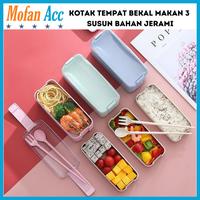 Gambar Kotak Bekal Makan 3 Susun + Sendok Garpu Lunch Box Bento Bahan Jerami - Pink dari GangEnam Cell_NEW undefined 1 Tokopedia