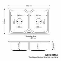 Gambar Wellup Bak Cuci Piring Kitchen Sink Wastafel Dapur Stainless W05-8050A - JSM Supermarket Bahan Bangunan - SINK dari JSM Supermarket Bahan Bangunan undefined 4 Tokopedia