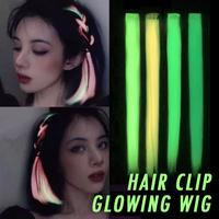 Gambar Hair clip Glowing Warna Wig Rambut Palsu Wanita On Berkilau Rambut Palsu Warna glow in the dark DIY Untuk Wanita hair Extention Highlight Lurus Bercahaya Potongan Rambut 50cm - Putih dari irithel88 undefined 1 Tokopedia