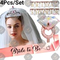 Gambar bridal shower set 4pcs dengan mahkota dan selempang bride to be 4pp - KebeletKawin dari Bestie Bash undefined 1 Tokopedia