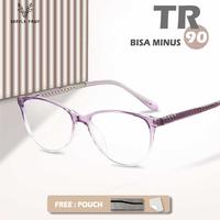 Gambar Gray Pink Frame Kacamata Model Cat Eye Mata Kucing Bahan TR90 Lensa Plano Bisa Minus Fashion Wanita Trendy ZC06 - BLACK GLOSSY, FRAME SAJA dari Gray Pink undefined 3 Tokopedia