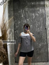 Gambar ATASAN WANITA 16981-H ATASAN BLOUSE ATASAN KERJA FASHION SABRINA CEWEK KOMBINASI KANCING LD 90CM FIT TO S-M BISA COD - Hitam dari missmode undefined 3 Tokopedia
