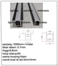 Gambar aluminium profile list  led strip mini buat led strip 5mm housing hitam lebar 8mm tinggi 9mm housing led strip lemari inbow outbow sayap surfaced - 0809 u outbow dari lighting solution indonesia undefined 1 Tokopedia