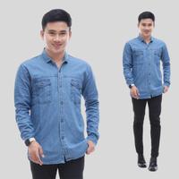 Gambar [ICE BLUE] KEMEJA JEANS DENIM PRIA LENGAN PANJANG FADIO SIZE L - XXXL - Ice Blue, L dari Only Wifqil undefined 1 Tokopedia