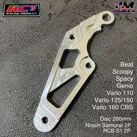 Gambar Breket Bracket Kaliper Depan Nissin Samurai 2p 2pot 2 piston Matic Beat Scoopy Vario 125/150 PCX ADV Nmax Aerox Disk 260mm - Beat Scopy Vrio dari Double M Motoparts undefined 3 Tokopedia