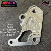 Gambar Breket Bracket Kaliper Depan Nissin Samurai 2p 2pot 2 piston Matic Beat Scoopy Vario 125/150 PCX ADV Nmax Aerox Disk 260mm - Beat Scopy Vrio dari Double M Motoparts undefined 2 Tokopedia