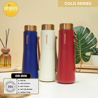 Gambar Orinoco Botol Thermos 400ML Tumbler OR-806 Stainless Vacuum Flask Keep Hot&Cold With Leather Strap Gold Series - Biru dari Maxhomeliving_NEW undefined 2 Tokopedia