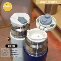 Gambar Orinoco Tumbler Vacuum Flask With Leather Strap OR-805 Thermos Tahan Panas Dingin 500ML Gold Series - Biru dari Maxhomeliving_NEW undefined 3 Tokopedia