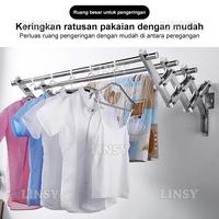 Gambar READY STOK Jemuran Baju Tempel Dinding 200CM Jemuran Lipat Dinding Stainless Steel Jemuran Baju Pakaian Dinding - 4 layer X 150CM dari CV YUDA WIRATAMA undefined 2 Tokopedia