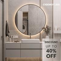 Gambar CIGEMOY Cermin Bulat Led Frame Hitam 30d-80d Tebal 3mm Garansi 100% Hiasan Kamar Estetik Cermin Dinding PVC - Warm Tchscreen, Hitam D40 dari cigemoyofficial undefined 1 Tokopedia