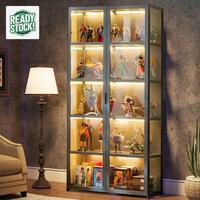 Gambar lemari kaca hias+lampu LED/ lemari pajangan/ lemari kaca tas sepatu mainan acecoris - Putih, 100x40x180 dari Elziofurniture 59 undefined 1 Tokopedia