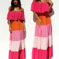 Gambar Baju Dress Pantai Bali Beau Sabrina Long Dress Multicolors/ Multi Colors dari Tropisoul undefined 2 Tokopedia