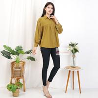 Gambar Kemeja Wanita lengan Panjang Bahan LINEN PREMIUM / Blouse Wanita style Korean - Orange dari PAKAIANMURAH92 undefined 1 Tokopedia