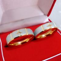 Gambar Cincin Couple Nikah Gold Permata Perhiasan Titanium Asli Anti Karat - size: 8 dan 8 dari cincin kawin titanium. undefined 3 Tokopedia