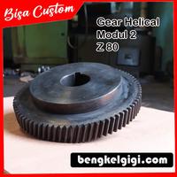 Gambar Gear Helical Modul 2 Ukuran Custom Material S45C, Roda Gigi Miring M2 M dari Roda Gigi Tangerang undefined 1 Tokopedia