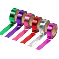 Gambar Solid Colorful Foil Washi Tape Selotip Warna Warni bahan Foil Metal Mengkilap - Red dari Alatwolis undefined 5 Tokopedia